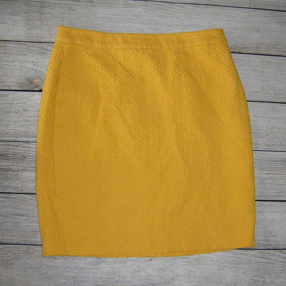 Banana Republic Yellow Textured Pencil Skirt 8